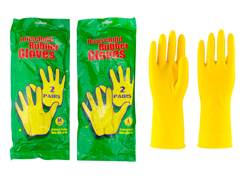 Maxcare Yellow Rubber Gloves 2 pairs – 030144