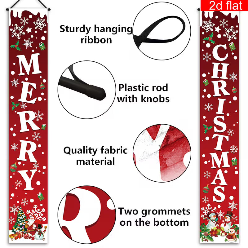 2pcs, Christmas themed couplet porch banner
