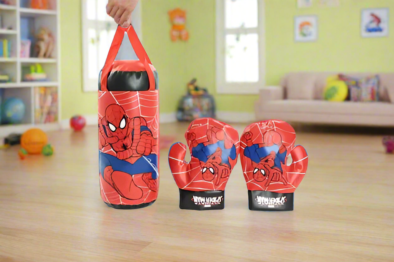 Boxing Toy Set Spiderman Printing Stress Relief PVC Gloves Children