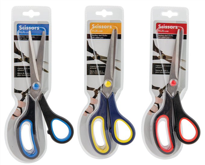 Scissors Rubber Grip Lge 3Asst
