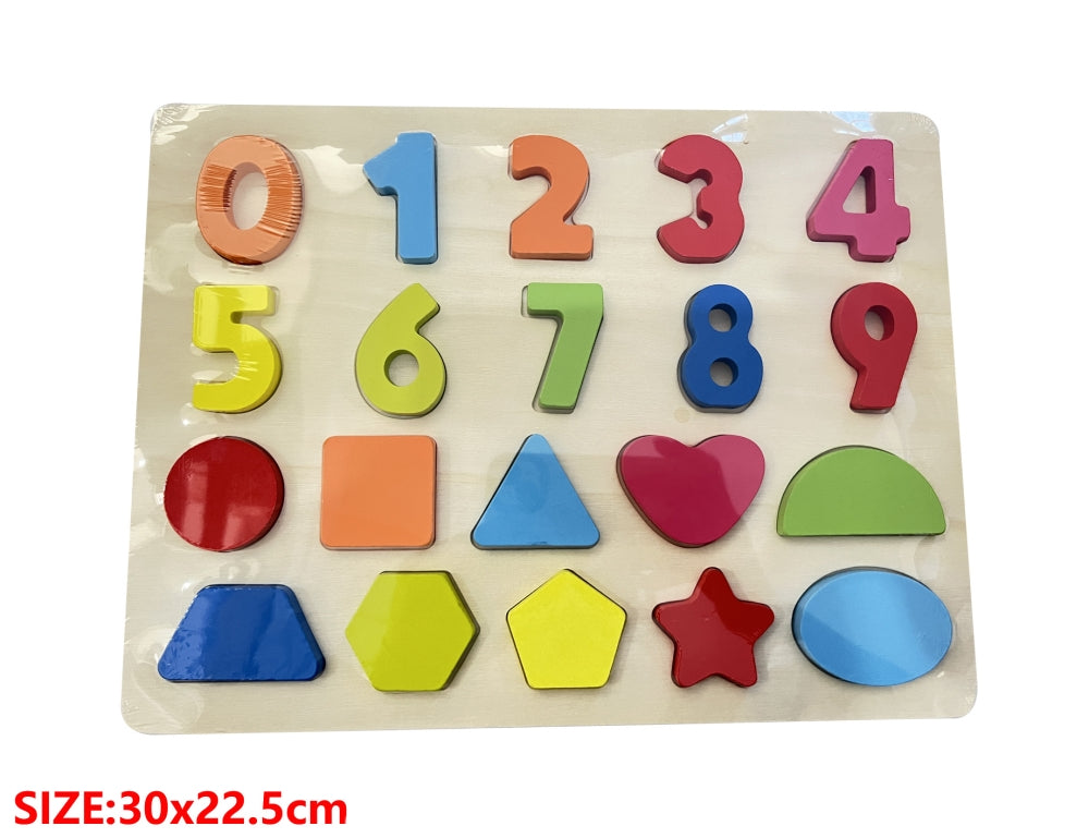 Wooden Puzzle Game Numbers & Shapes, 30x22.5cm