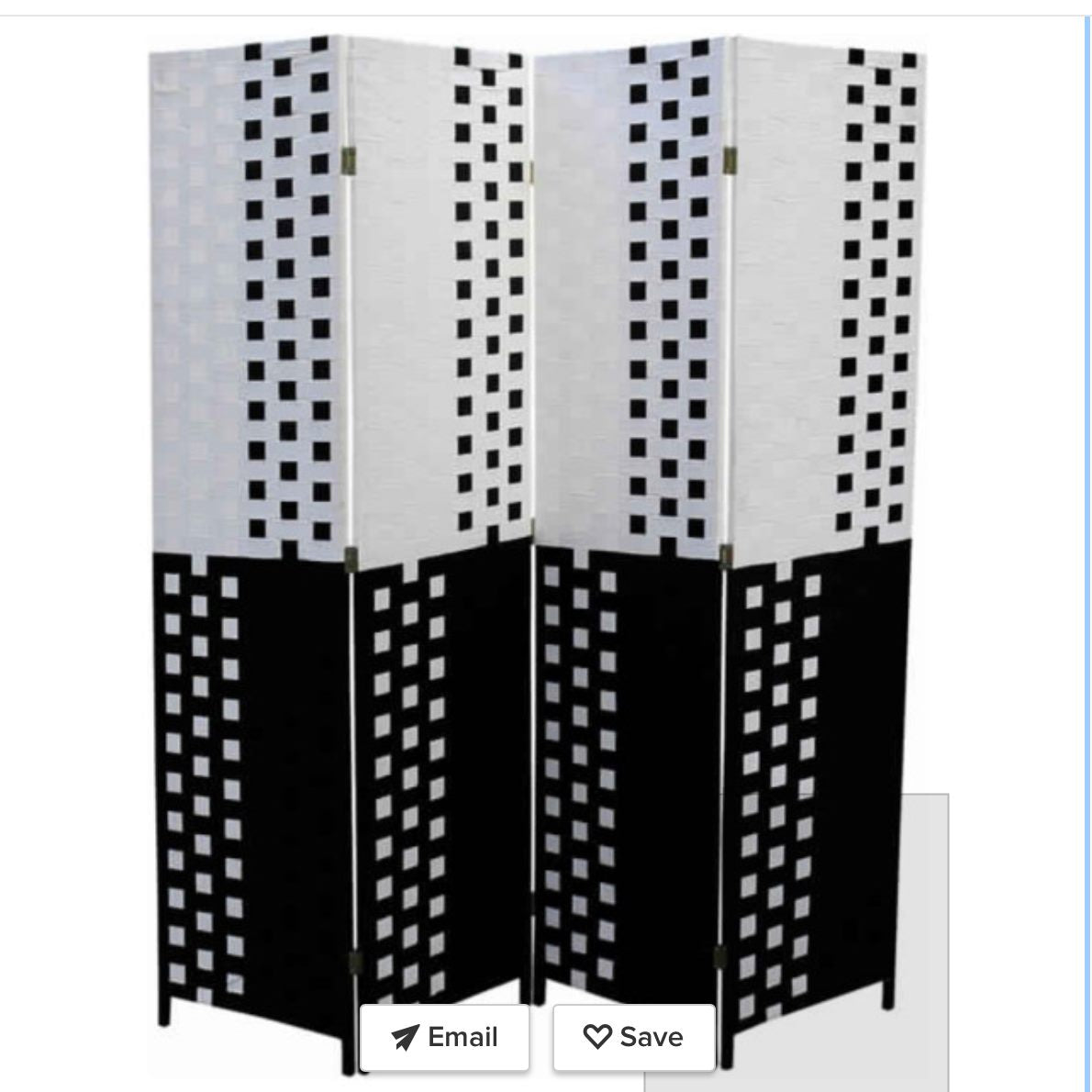 Black & White Room Divider 4 Panel (SPY-022)