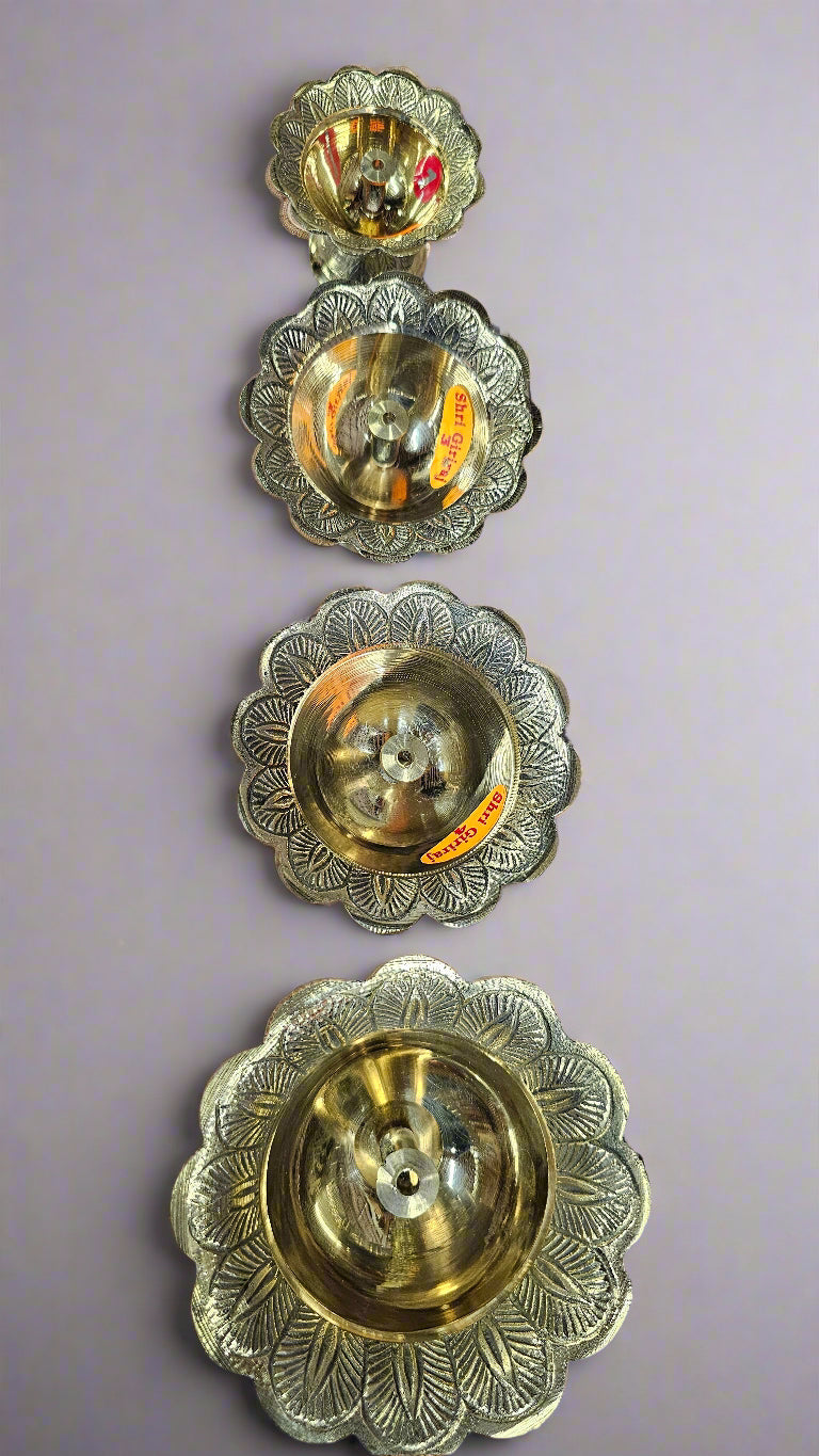 Akhand Jyot/ Brass Diya/ Brass Oil Lamp- Lotus Shape