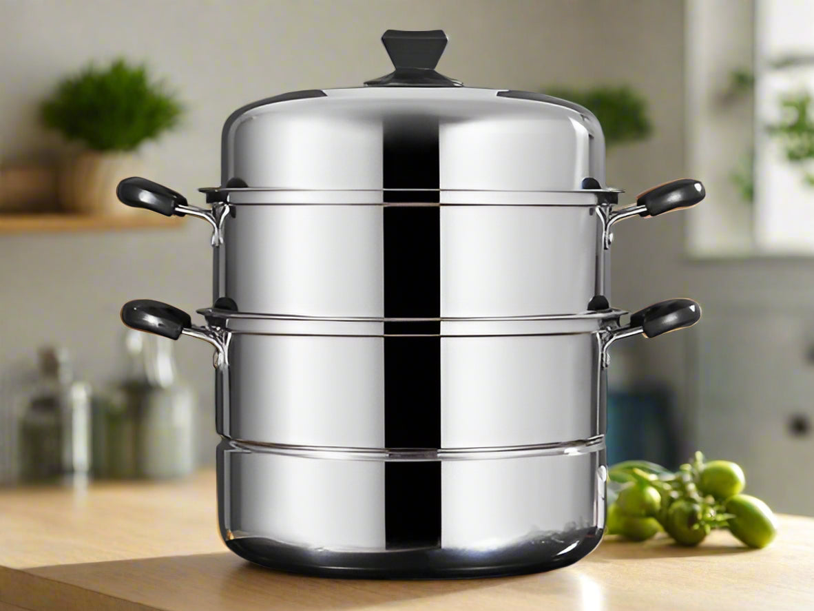 3 Layer Stainless Steel Steamer Pot Size 28cm-36cm For Home