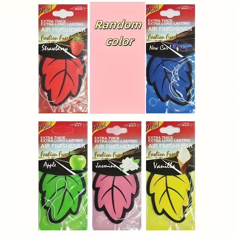 24pcs Natural Tea Paper Car Air Freshener Hanging Leaf-Shaped Scent Strips - 6 Fragrancesg-Lasting Odor Neutralizer for Car Interior, Christmas Gift, Car Perfume