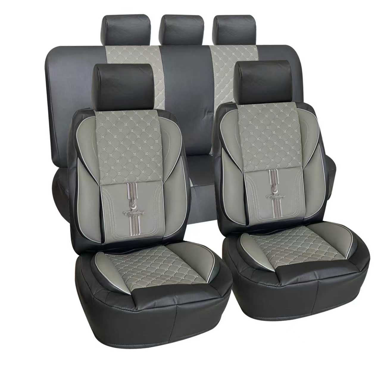 Leather Car Seat Covers - BLACK&GRAY