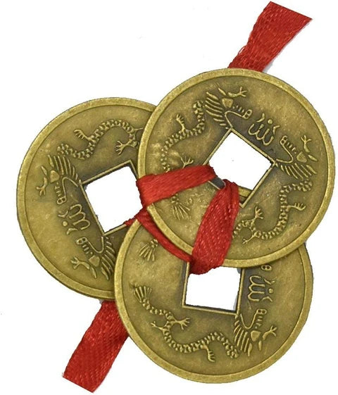 Shaktiyantra Laxmi aapke Dwar Lucky Coin For Wealth & Goodluck 3 Coin Decorative Showpiece - 7 cm (Brass, Gold)
