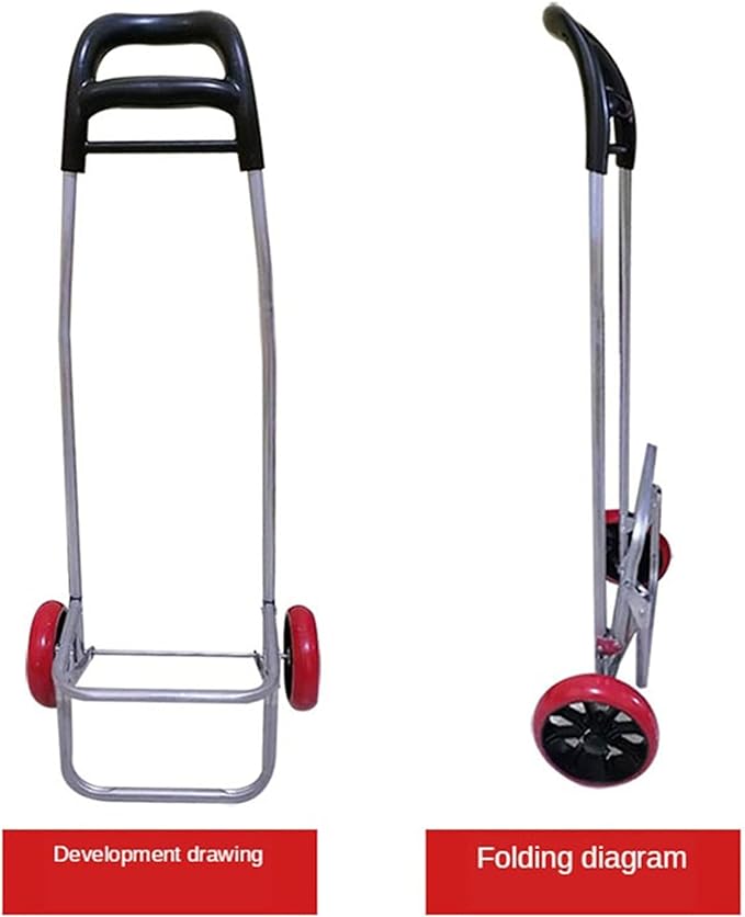 Grocery Trolley Folding Shopping Trolley with 2 Wheels Detachable Bag