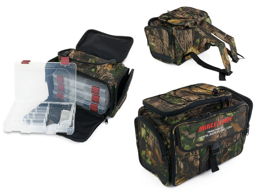 Fishing Bag Back Pack with 4 Tackle Boxes - Camo