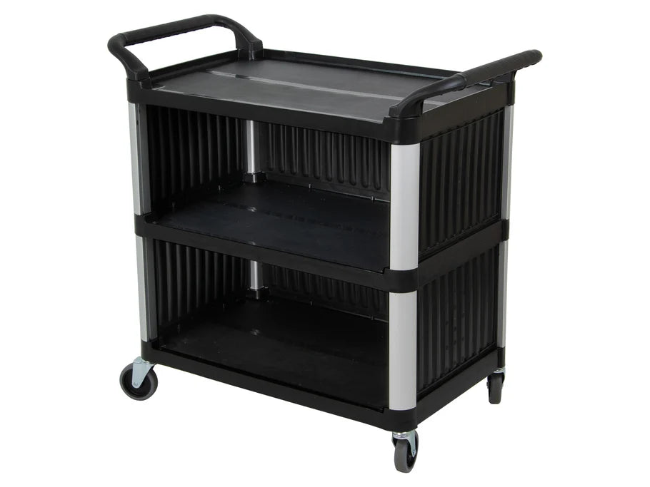 Dining Service Trolley 3 Tier with 3 Side Panels - 980 x 505 x 940mm High