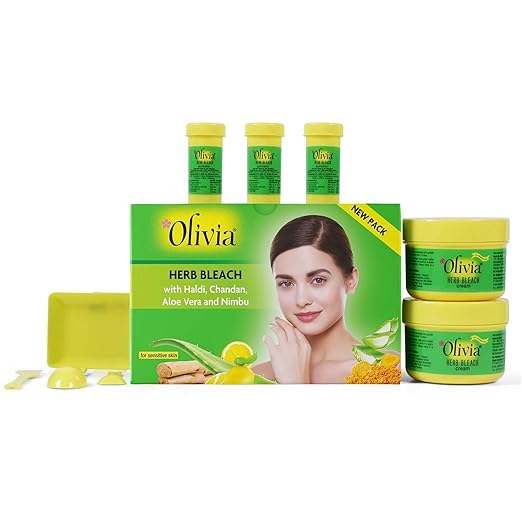Olivia Herb Bleach for Sensitive Skin 270g | With Haldi, Chandan, Aloe Vera & Lemon |