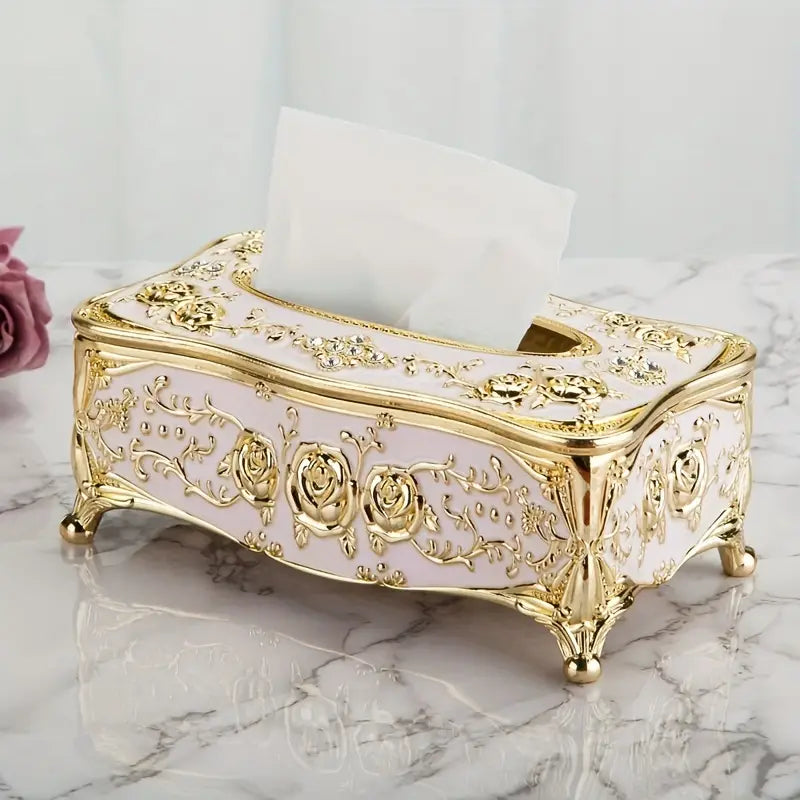 Rose Embossed Tissue Box, Luxurious Elegant Design Tissue Holders