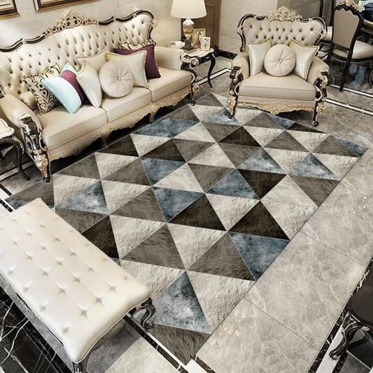 Checkered Grey Brown Rug Type 5