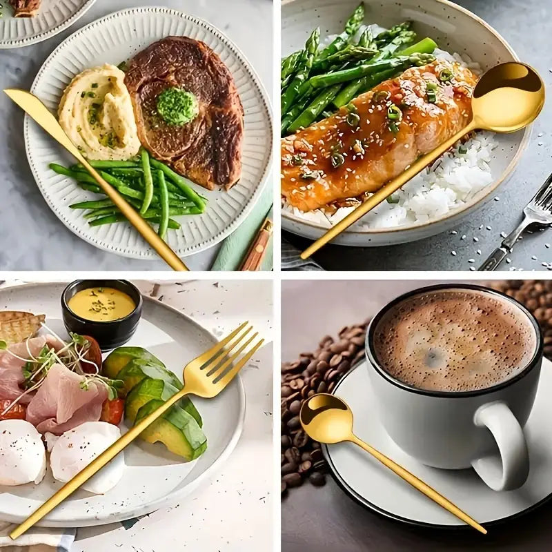 16pcs Golden Tableware Set