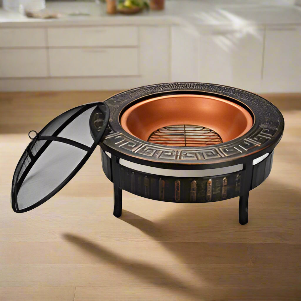 Barbeque Round Fire Pit Brazier Stove BBQ