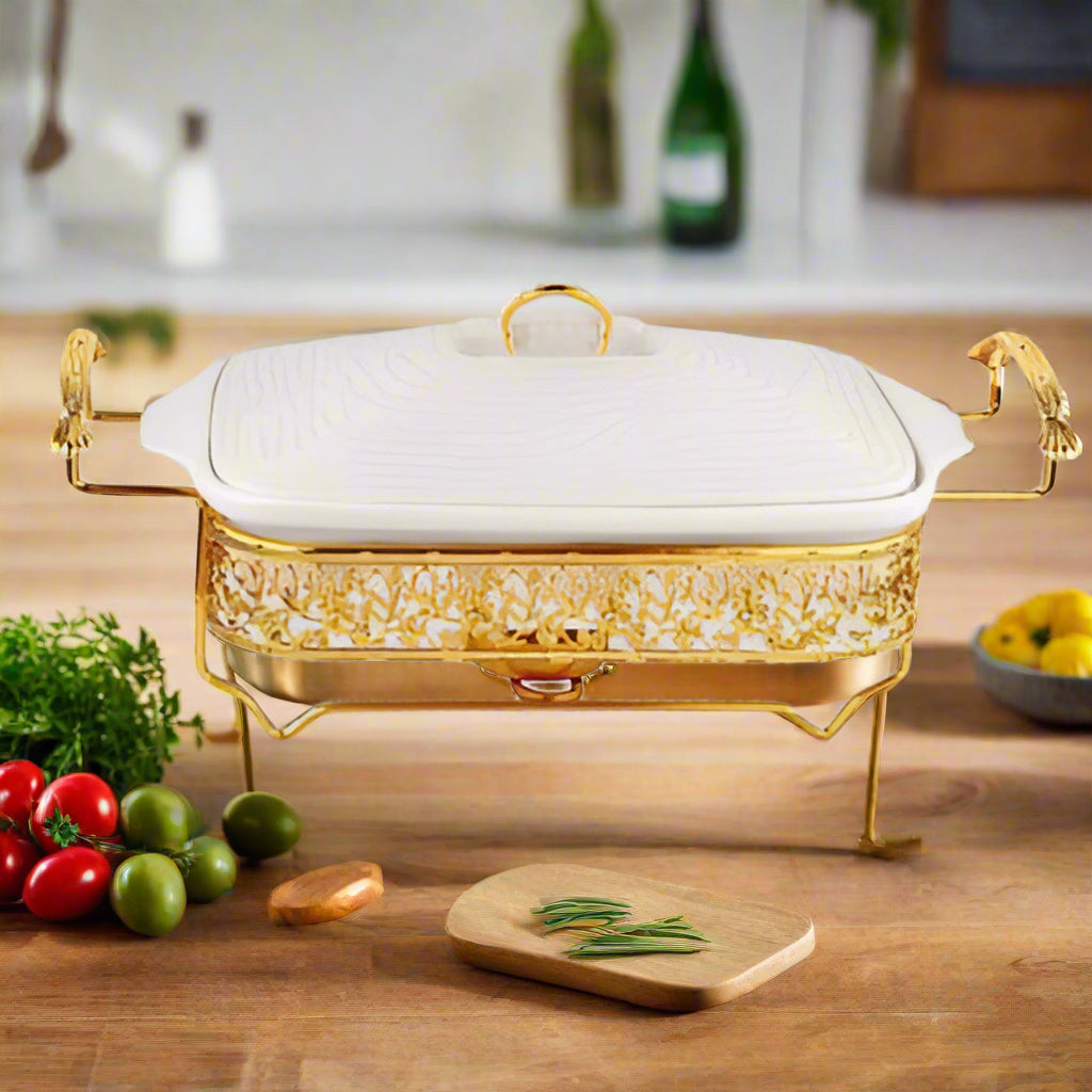 Golden Color Chafing Dish with Ceramic