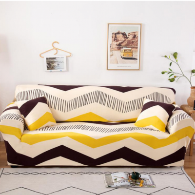 Yellow Cream Pattern Sofa Cover Type 17 - 1 Seater