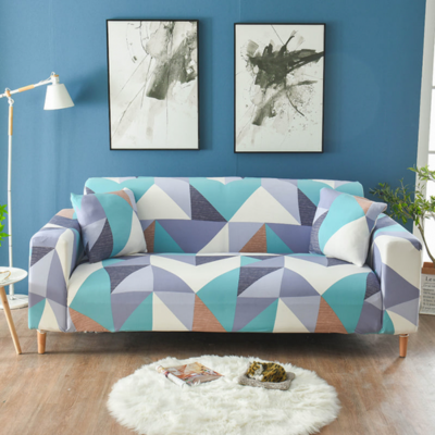 Checkered Pattern Blue Sofa Cover Type 18- 3 Seater
