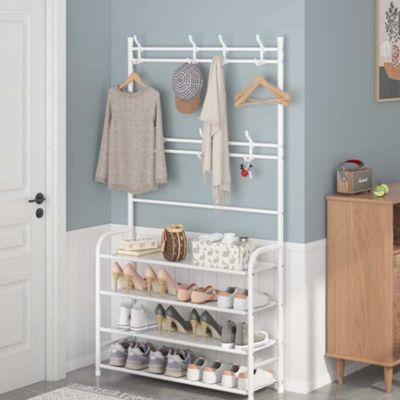 Shoe and Hat Rack 4 Layer White