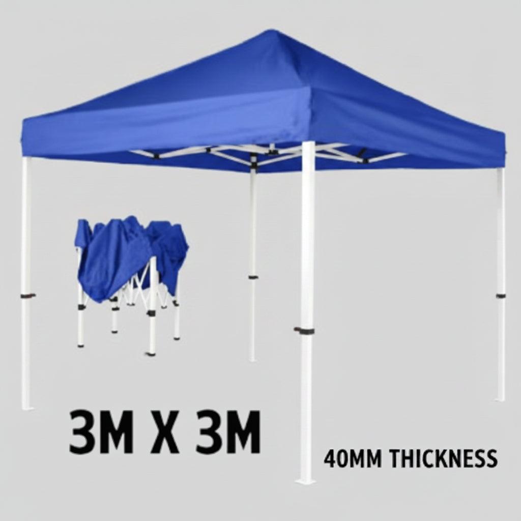 Gazebo 3mx3m Dark Blue Heavy Duty White Frame 40mm