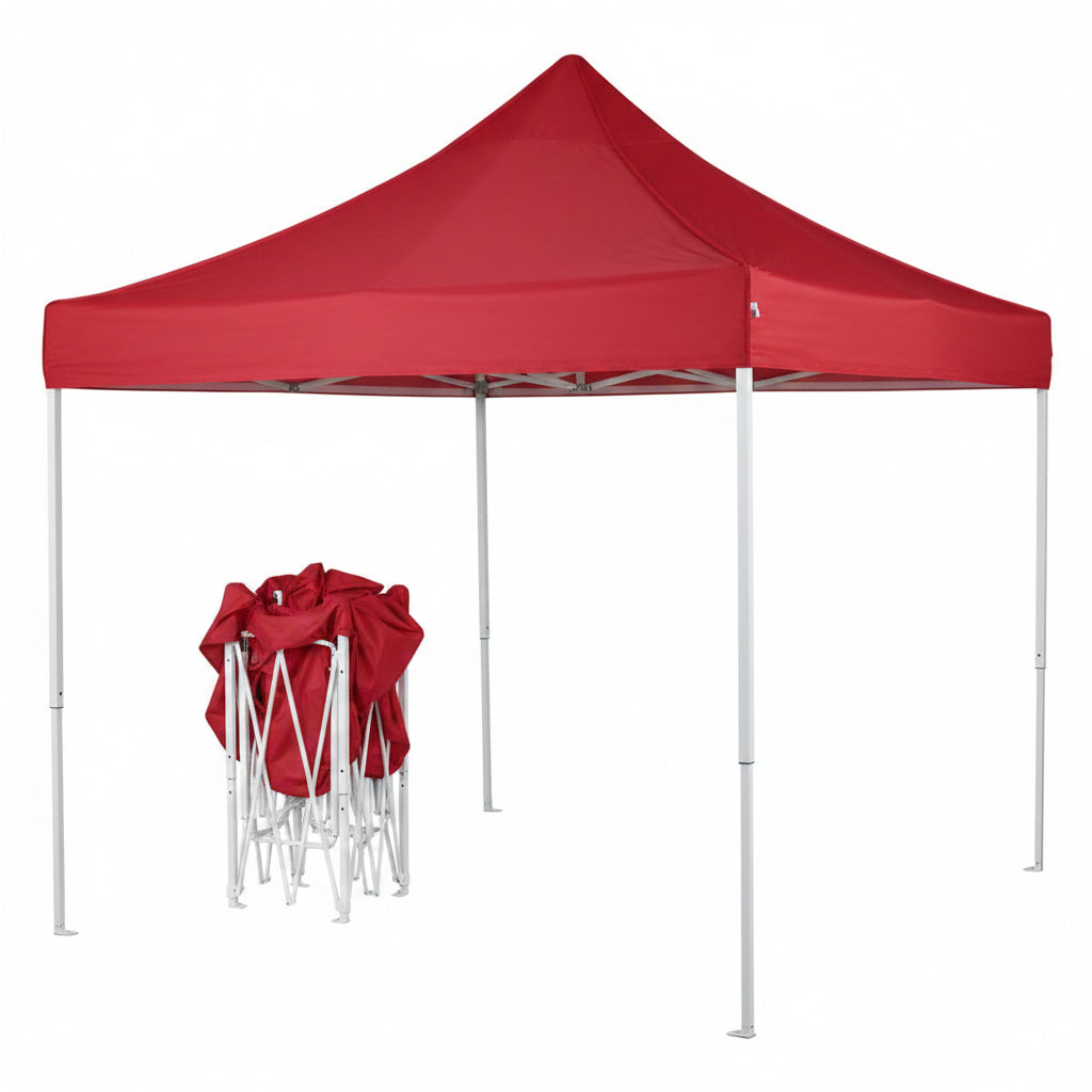 Gazebo 3mx3m Red Heavy Duty White Frame 40mm