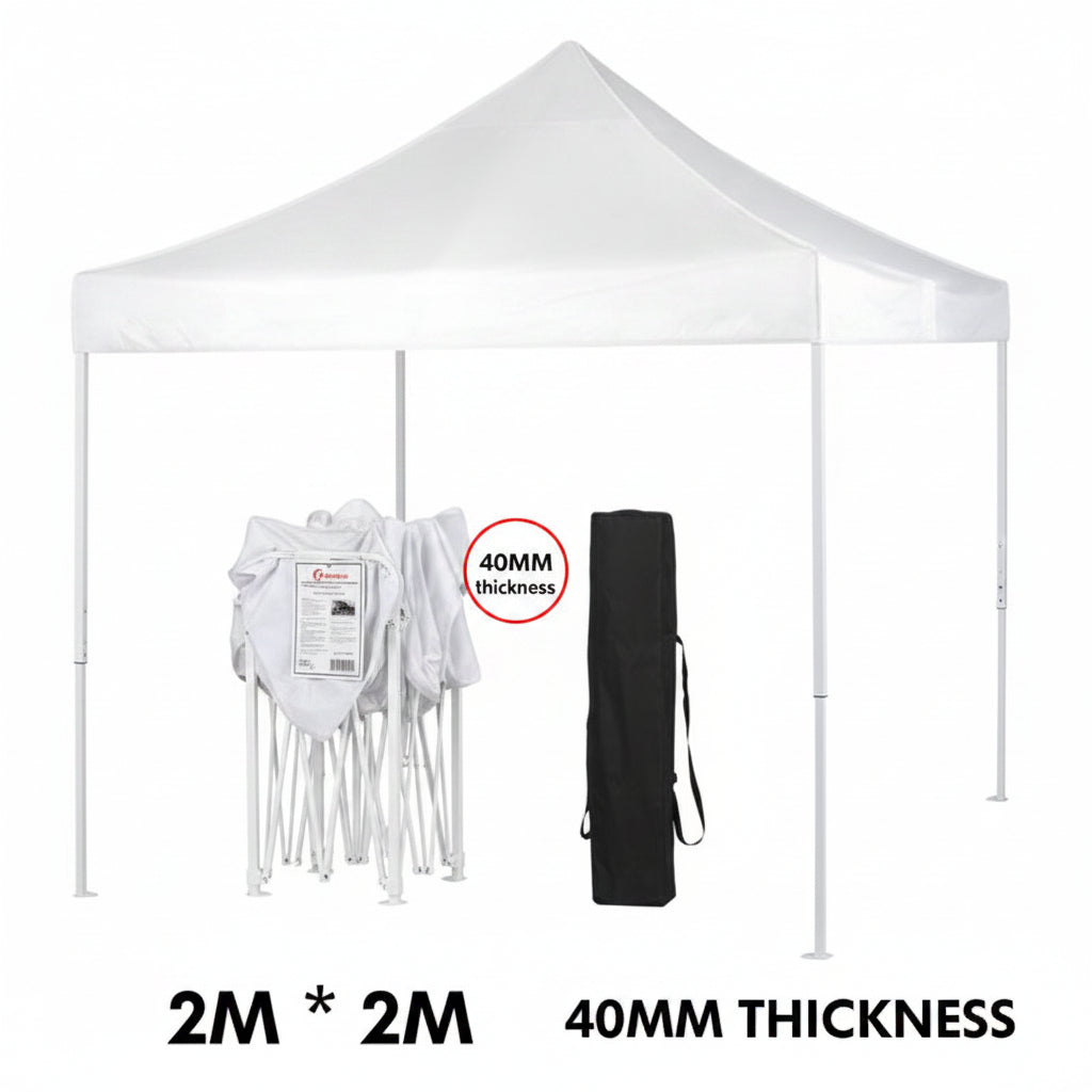 Gazebo 2mx2m White Heavy Duty 40mm White Frame