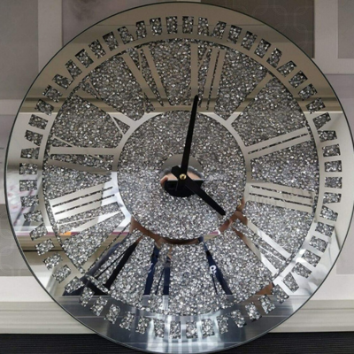 Wall Clock Diamond Crystral Mirror Finish 30cm