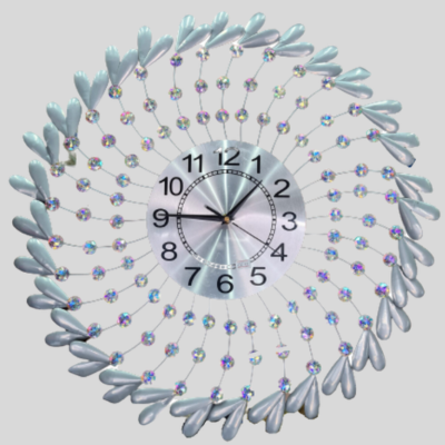 Wall Clock Grey Floral Design