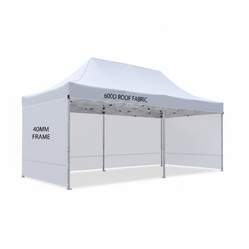 Gazebo 3x4.5 Heavy Duty 40MM White Frame With 3 Side Walls