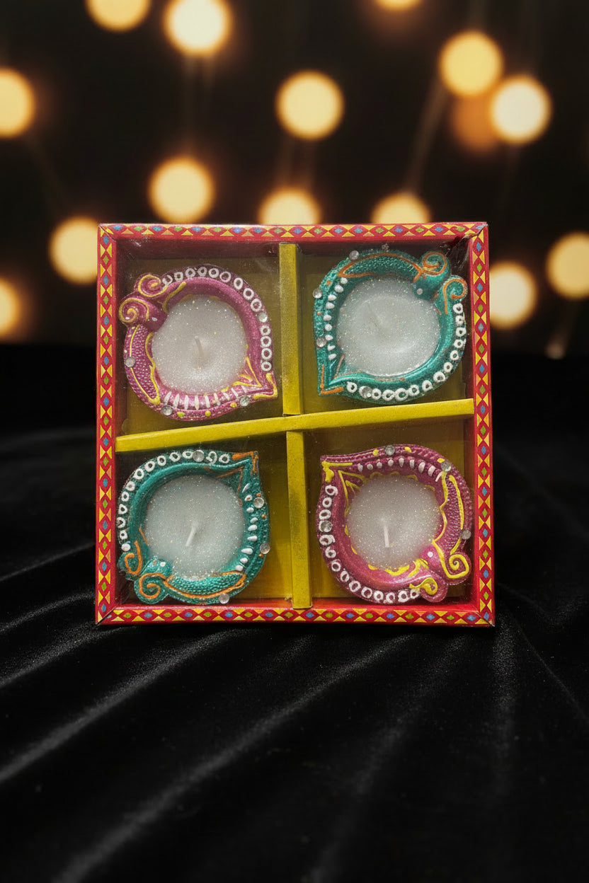 Diya Set of 4 wax filled