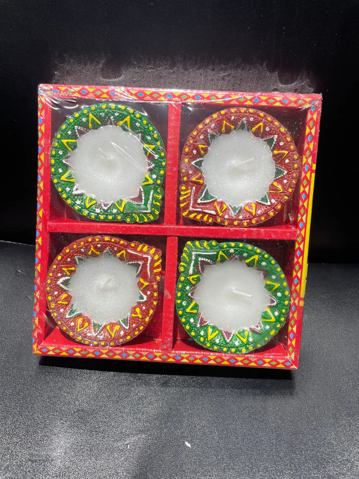 Diya Set of 4 wax filled Style 1