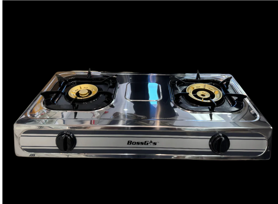 Stainless Steel Double Gas Burner Gas Stove indoor and outdoor use Table Top 2 Wok Burner Hob