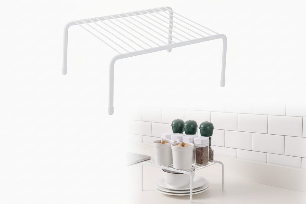 White Heavy Duty Metal Kitchen Cabinet Shelf Organizer