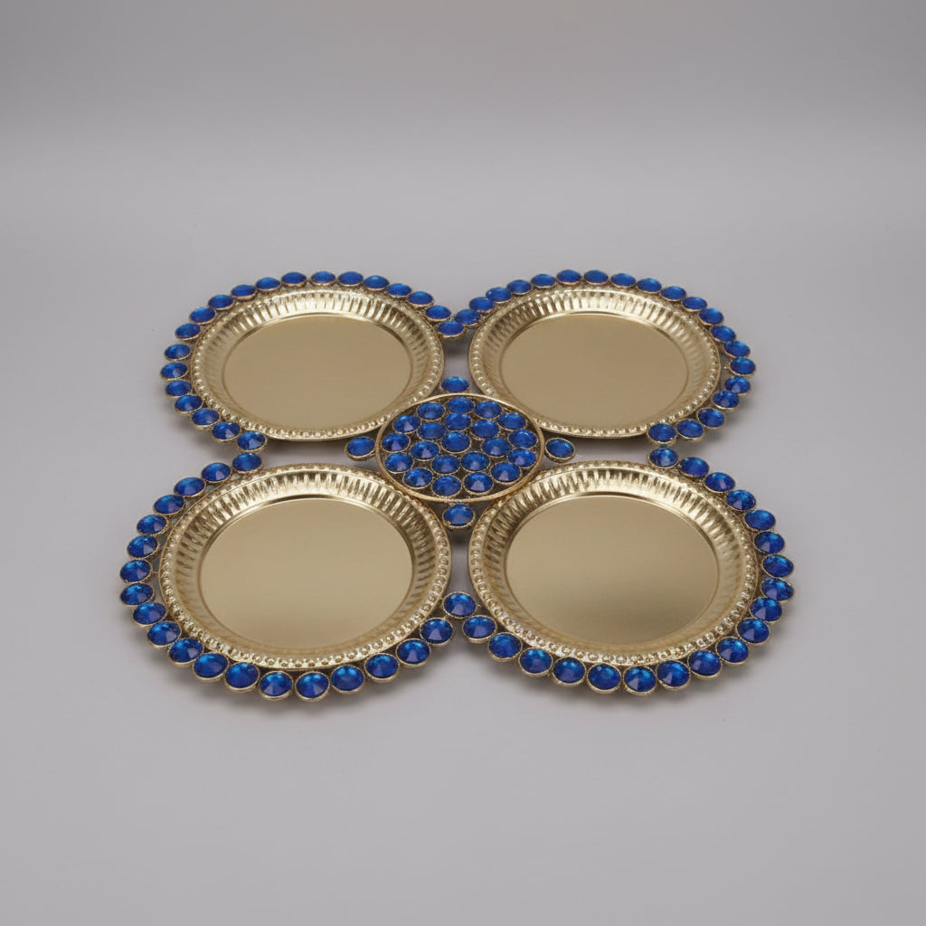 Brass Plate 16inch with Blue Rhinestone