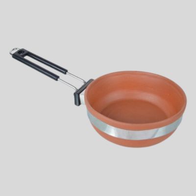 Brown Clay Fry Pan With Lid
