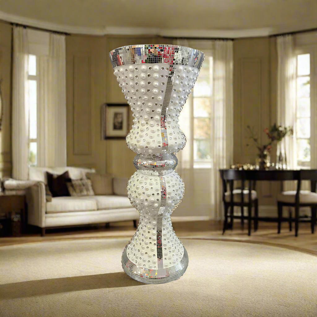 Elegant Vase White 'n Silver Pot Shape