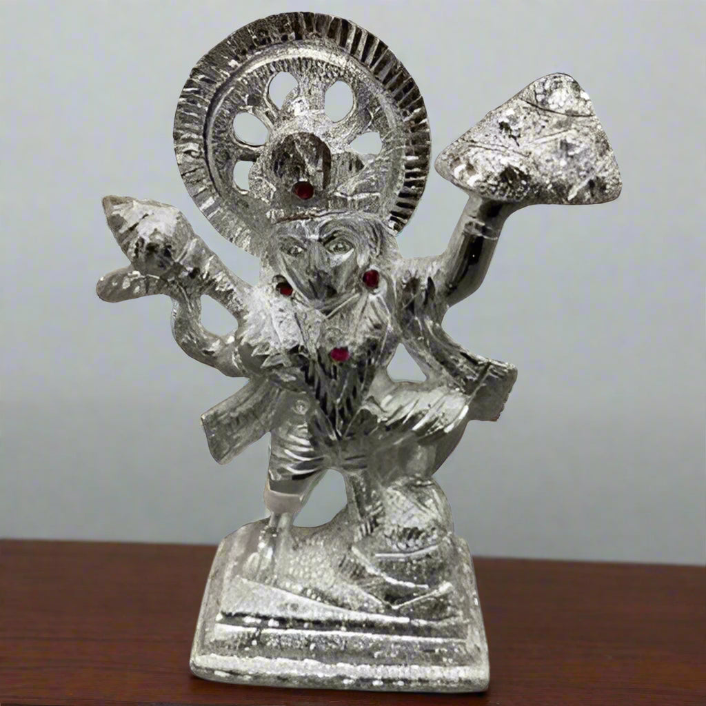 Pahadi Hanuman with Chakra Statue - 11 by 19.5 Inch
