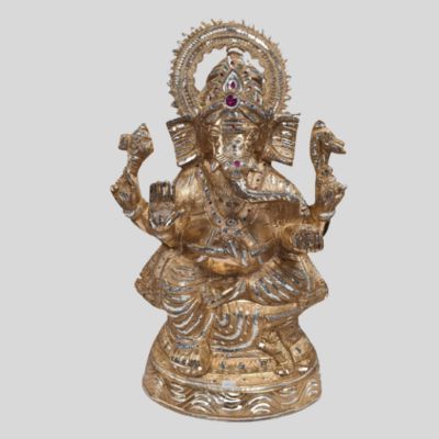 Ganesh Silver and Gold Statue - 32 by 64 Inch