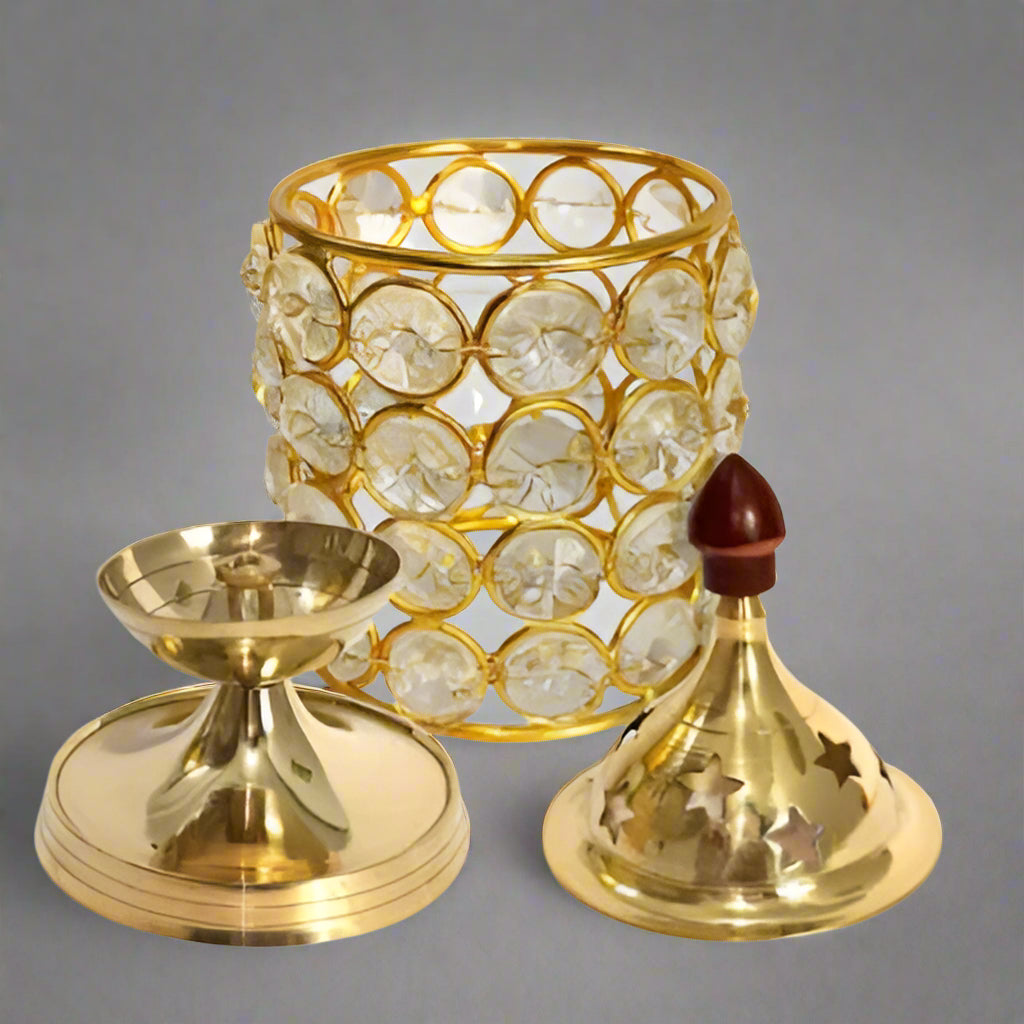 Crystal Deep Diya Lantern 20cm