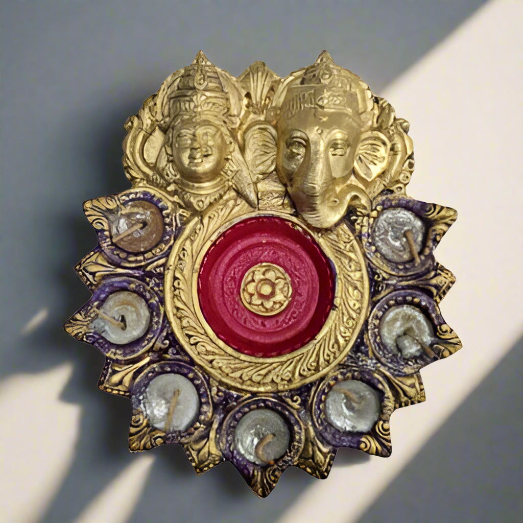 Diya Lakshmi Ganesha 8 by 9 Inch