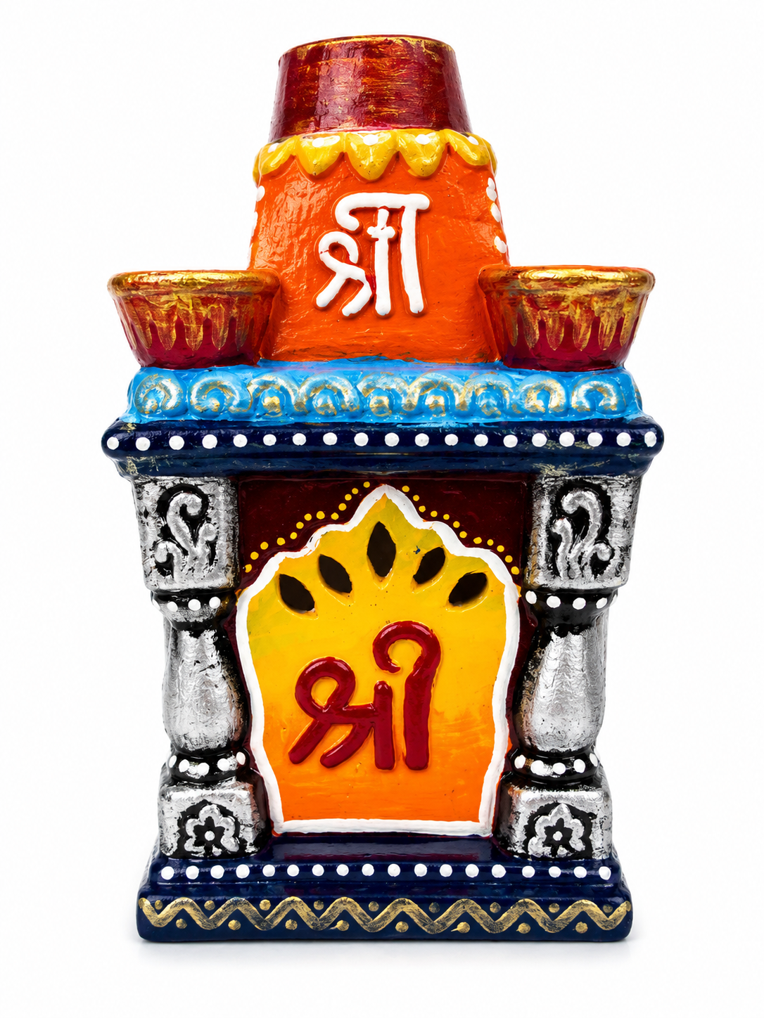 Handcrafted Decorative Shree Temple Diya Holder – Multicolor