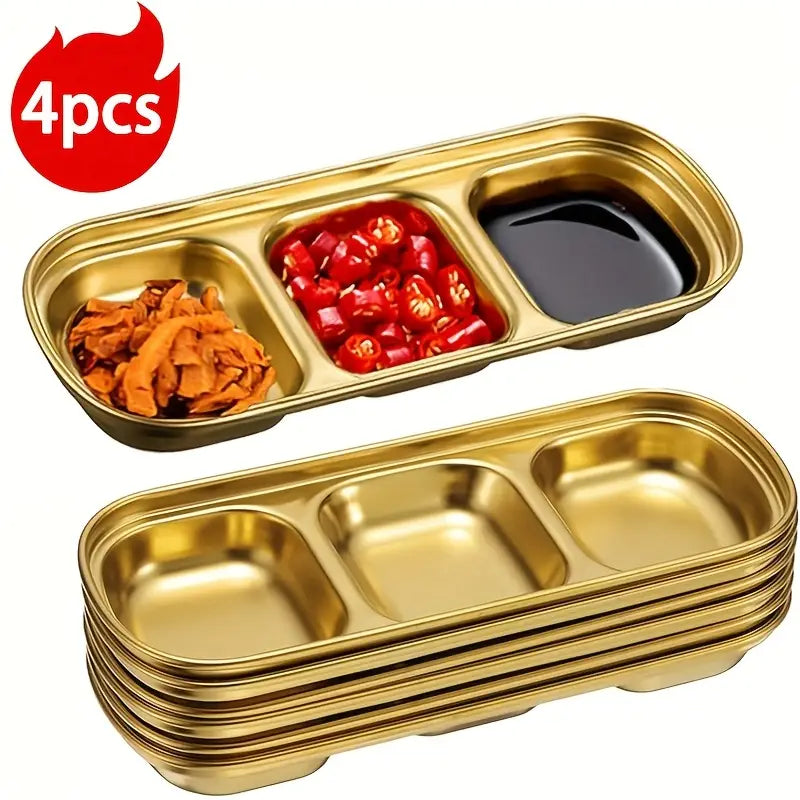 4pcs Stainless Steel Luxury Gold Dip Dish Set