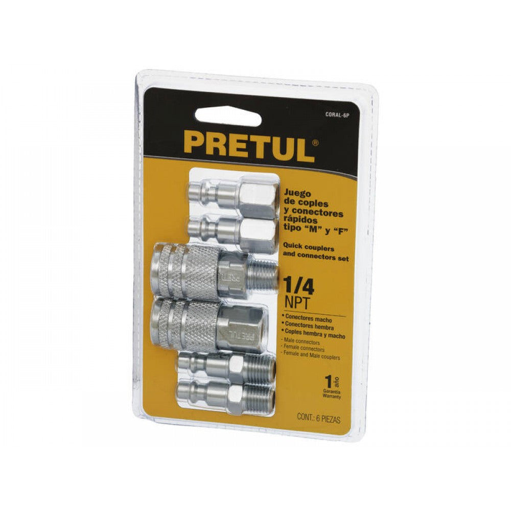 1/4 Air Hose Quick Coupler & Connector Set - 6 Piece