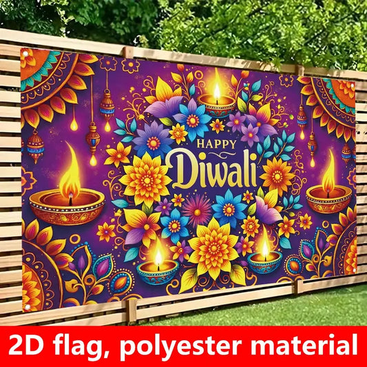 1pc Extra Large Diwali Decoration Flag No-A