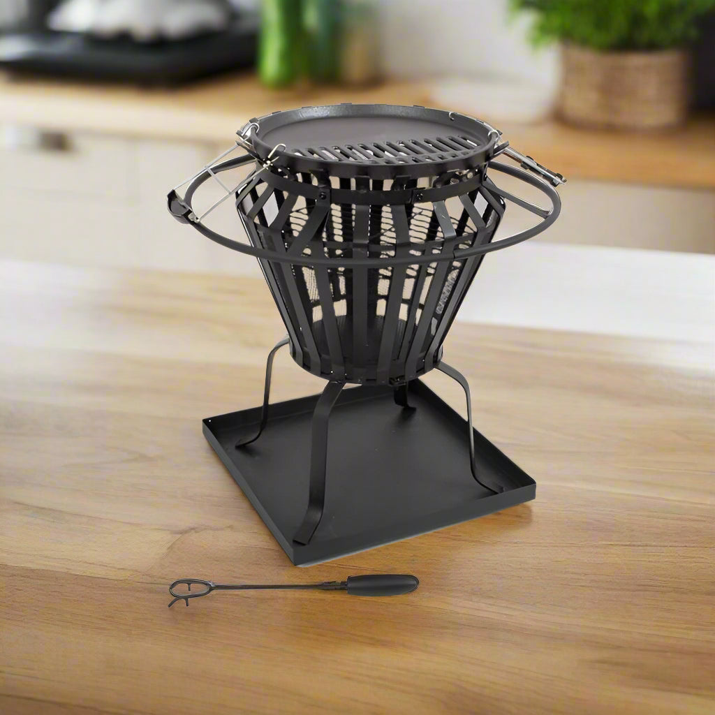 Brazier / BBQ Fire Pit Combo with Ash Tray