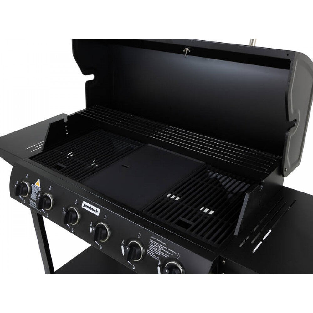 6 Burner Gas BBQ Grill - Hooded Barbeque - Barbecue Hot Plate & Grill