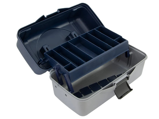 Fishing Tackle Box with Single Fold Out Tray - Blue
