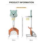 Basketball Hoop Set Blue 3-in-1 Kids Stand with Ring Toss, Basketball and Football