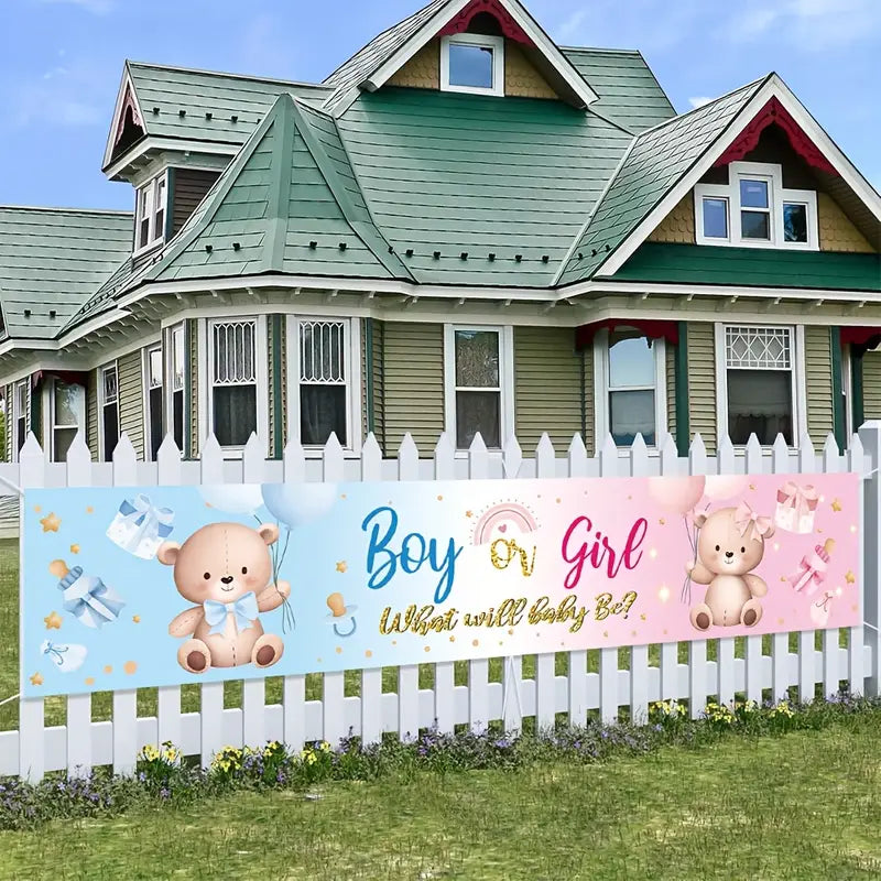Gender Reveal Party Baby Shower Decorations Yard Banner