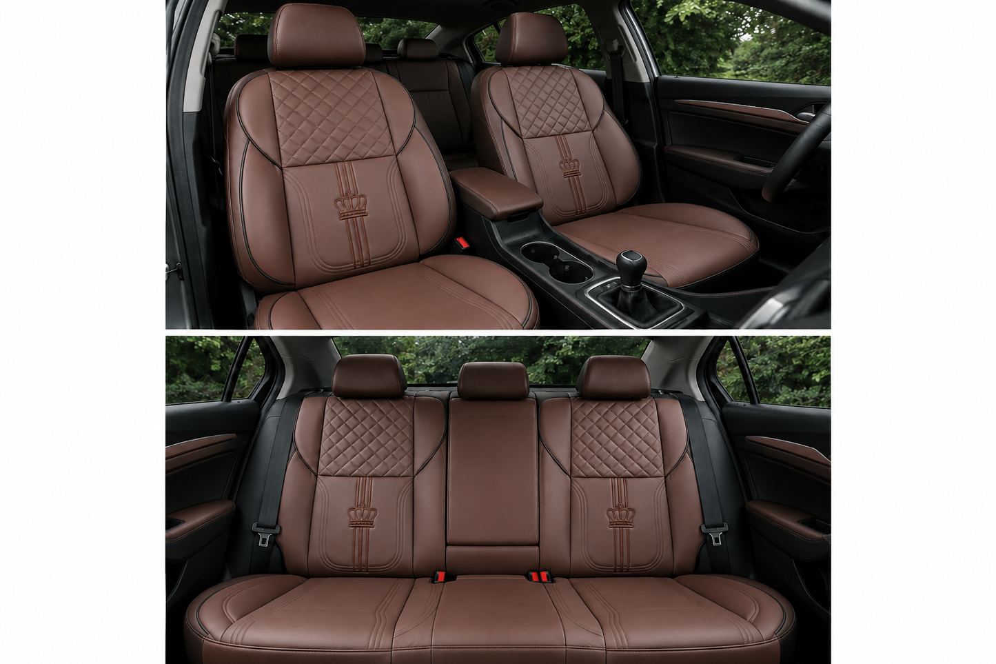 Leather Car Seat Covers - Brown